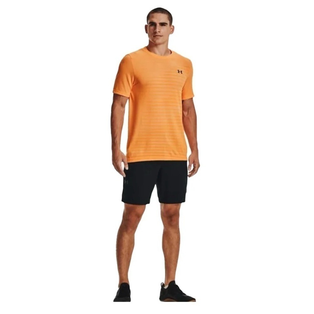 Under Armour Men's Seamless Fade Short Sleeve T-Shirt in Orange/Black Size XL - Picture 4 of 8